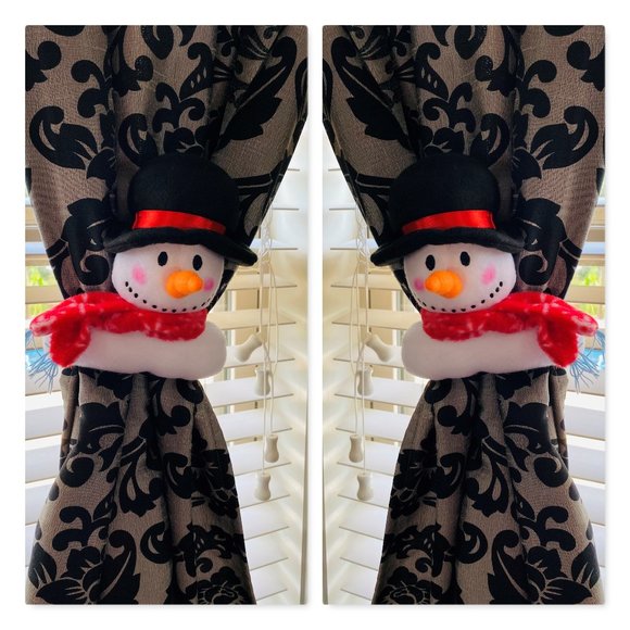 Christmas Home Décor Snowmen Windows Curtain Buckle Holder Fastener Tieback 2pc - Picture 1 of 8